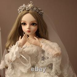 60cm 1/3 Bjd Ball Jointed Doll Bride Robe De Mariée Maquillage Visage Ensemble Complet Xmas Jouet