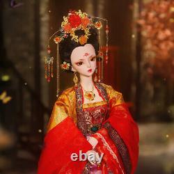 Ensemble Complet 1/3 Bjd Poupée 60cm Poupées De Fille 24 Jouet Avec Anciens Vêtements Rouges Chinois