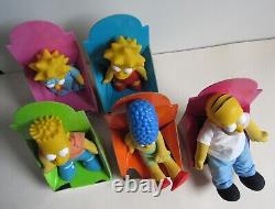 Ensemble complet 5 peluches Les Simpson 1991 (Homer Marge Bart Lisa Maggie) en excellent état avec boîte