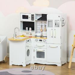 Ensemble de cuisine pour enfants HOMCOM, cuisine-jouet avec accessoires complets blancs