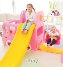 Hello Kitty 3-en-1 Bus Full Set Clime - Slide Avec Swing Kids Toy Indoor/outdoor