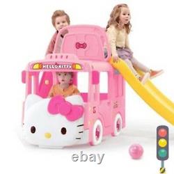 Hello Kitty 3-en-1 Bus Full Set Clime - Slide Avec Swing Kids Toy Indoor/outdoor