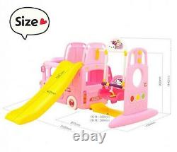 Hello Kitty 3-en-1 Bus Full Set Clime - Slide Avec Swing Kids Toy Indoor/outdoor