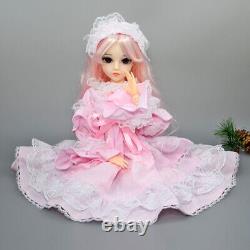 Joli jouet de poupée BJD de 60cm avec corps de grande fille, maquillage du visage, perruque, robe, chaussures et ensemble complet.