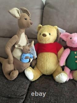 Peluches Disney Christopher Robin Winnie l'Ourson Ensemble complet de 5 jouets en peluche limités.