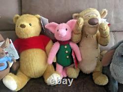 Peluches Disney Christopher Robin Winnie l'Ourson Ensemble complet de 5 jouets en peluche limités.