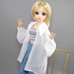 Poupée BJD 1/3 60cm Fille avec Ensemble de Vêtements de Mode Perruques Blondes Ensemble Complet
