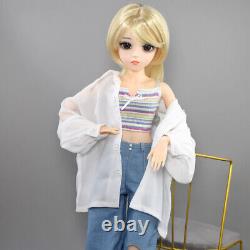 Poupée BJD 1/3 60cm Fille avec Ensemble de Vêtements de Mode Perruques Blondes Ensemble Complet