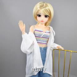 Poupée BJD 1/3 60cm Fille avec Ensemble de Vêtements de Mode Perruques Blondes Ensemble Complet