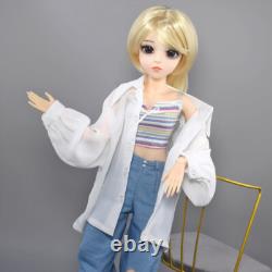 Poupée BJD 1/3 60cm Fille avec Ensemble de Vêtements de Mode Perruques Blondes Ensemble Complet