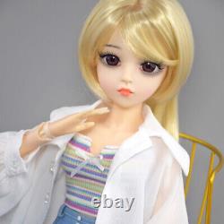 Poupée BJD 1/3 60cm Fille avec Ensemble de Vêtements de Mode Perruques Blondes Ensemble Complet