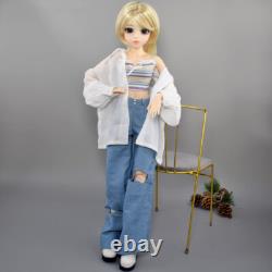 Poupée BJD 1/3 60cm Fille avec Ensemble de Vêtements de Mode Perruques Blondes Ensemble Complet