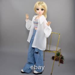 Poupée BJD 1/3 60cm Fille avec Ensemble de Vêtements de Mode Perruques Blondes Ensemble Complet