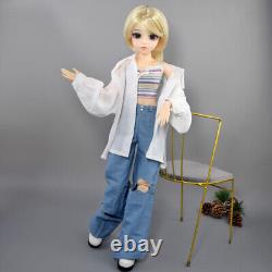Poupée BJD 1/3 60cm Fille avec Ensemble de Vêtements de Mode Perruques Blondes Ensemble Complet
