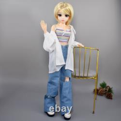 Poupée BJD 1/3 60cm Fille avec Ensemble de Vêtements de Mode Perruques Blondes Ensemble Complet
