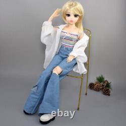 Poupée BJD 1/3 60cm Fille avec Ensemble de Vêtements de Mode Perruques Blondes Ensemble Complet
