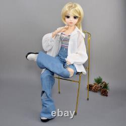 Poupée BJD 1/3 60cm Fille avec Ensemble de Vêtements de Mode Perruques Blondes Ensemble Complet