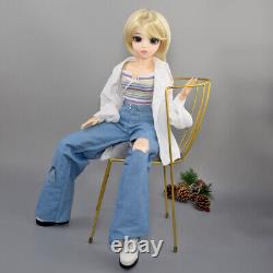 Poupée BJD 1/3 60cm Fille avec Ensemble de Vêtements de Mode Perruques Blondes Ensemble Complet