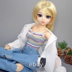 Poupée BJD 1/3 60cm Fille avec Ensemble de Vêtements de Mode Perruques Blondes Ensemble Complet