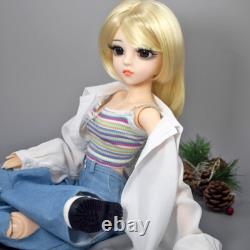 Poupée BJD 1/3 60cm Fille avec Ensemble de Vêtements de Mode Perruques Blondes Ensemble Complet