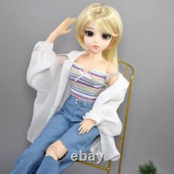 Poupée BJD 1/3 60cm Fille avec Ensemble de Vêtements de Mode Perruques Blondes Ensemble Complet