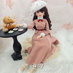 Poupée BJD 1/3 Fille Ensemble Complet Cadeau Élégant Yeux Féminins Perruque Vêtements Chaussures Maquillage Jouet