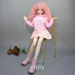 Poupée BJD 1/3 Fille Mignonne avec Vêtements Robe Chaussures Perruques Bouclées Ensemble Complet Cadeau Jouet