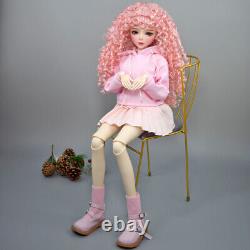 Poupée BJD 1/3 Fille Mignonne avec Vêtements Robe Chaussures Perruques Bouclées Ensemble Complet Cadeau Jouet
