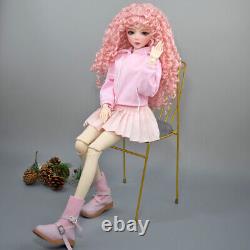 Poupée BJD 1/3 Fille Mignonne avec Vêtements Robe Chaussures Perruques Bouclées Ensemble Complet Cadeau Jouet