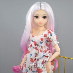 Poupée BJD 1/3 Jouet 24 pouces Fille Poupée Perruques Longues en Dégradé Robe Chaussures Ensemble Complet Cadeau