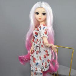 Poupée BJD 1/3 Jouet 24 pouces Fille Poupée Perruques Longues en Dégradé Robe Chaussures Ensemble Complet Cadeau