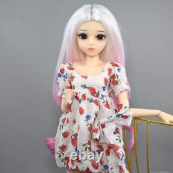 Poupée BJD 1/3 Jouet 24 pouces Fille Poupée Perruques Longues en Dégradé Robe Chaussures Ensemble Complet Cadeau