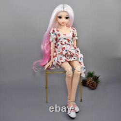 Poupée BJD 1/3 Jouet 24 pouces Fille Poupée Perruques Longues en Dégradé Robe Chaussures Ensemble Complet Cadeau