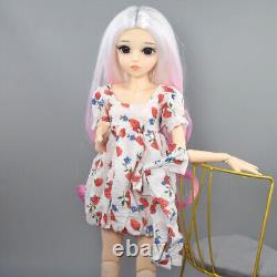 Poupée BJD 1/3 Jouet 24 pouces Fille Poupée Perruques Longues en Dégradé Robe Chaussures Ensemble Complet Cadeau