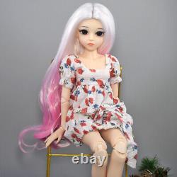 Poupée BJD 1/3 Jouet 24 pouces Fille Poupée Perruques Longues en Dégradé Robe Chaussures Ensemble Complet Cadeau