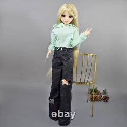 Poupée BJD 1/3 Jouet 24 pouces Poupée Fille Longues Perruques Blondes Vêtements Pantalons Chaussures Ensemble Complet