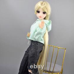 Poupée BJD 1/3 Jouet 24 pouces Poupée Fille Longues Perruques Blondes Vêtements Pantalons Chaussures Ensemble Complet