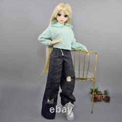 Poupée BJD 1/3 Jouet 24 pouces Poupée Fille Longues Perruques Blondes Vêtements Pantalons Chaussures Ensemble Complet