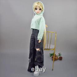 Poupée BJD 1/3 Jouet 24 pouces Poupée Fille Longues Perruques Blondes Vêtements Pantalons Chaussures Ensemble Complet