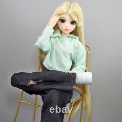 Poupée BJD 1/3 Jouet 24 pouces Poupée Fille Longues Perruques Blondes Vêtements Pantalons Chaussures Ensemble Complet