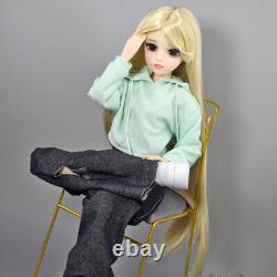 Poupée BJD 1/3 Jouet 24 pouces Poupée Fille Longues Perruques Blondes Vêtements Pantalons Chaussures Ensemble Complet