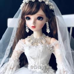 Poupée BJD 1/3 Jouet 60cm Fille Poupée Yeux Changeables Perruques Longues Robe Jolie Ensemble Complet