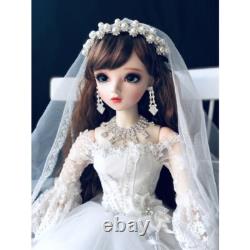 Poupée BJD 1/3 Jouet 60cm Fille Poupée Yeux Changeables Perruques Longues Robe Jolie Ensemble Complet