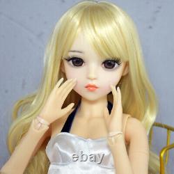 Poupée BJD 1/3 Jouet Mignonne Poupée Fille Longs Cheveux Ondulés Blond Maquillage Ensemble Complet Terminé