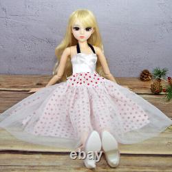 Poupée BJD 1/3 Jouet Mignonne Poupée Fille Longs Cheveux Ondulés Blond Maquillage Ensemble Complet Terminé