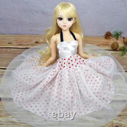 Poupée BJD 1/3 Jouet Mignonne Poupée Fille Longs Cheveux Ondulés Blond Maquillage Ensemble Complet Terminé