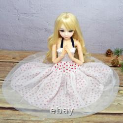 Poupée BJD 1/3 Jouet Mignonne Poupée Fille Longs Cheveux Ondulés Blond Maquillage Ensemble Complet Terminé