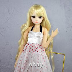 Poupée BJD 1/3 Jouet Mignonne Poupée Fille Longs Cheveux Ondulés Blond Maquillage Ensemble Complet Terminé