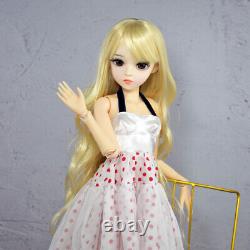 Poupée BJD 1/3 Jouet Mignonne Poupée Fille Longs Cheveux Ondulés Blond Maquillage Ensemble Complet Terminé