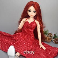 Poupée BJD 1/3 Jouet de 24 pouces Fille avec Robe Talons Hauts Perruques Longues et Ondulées Ensemble Complet